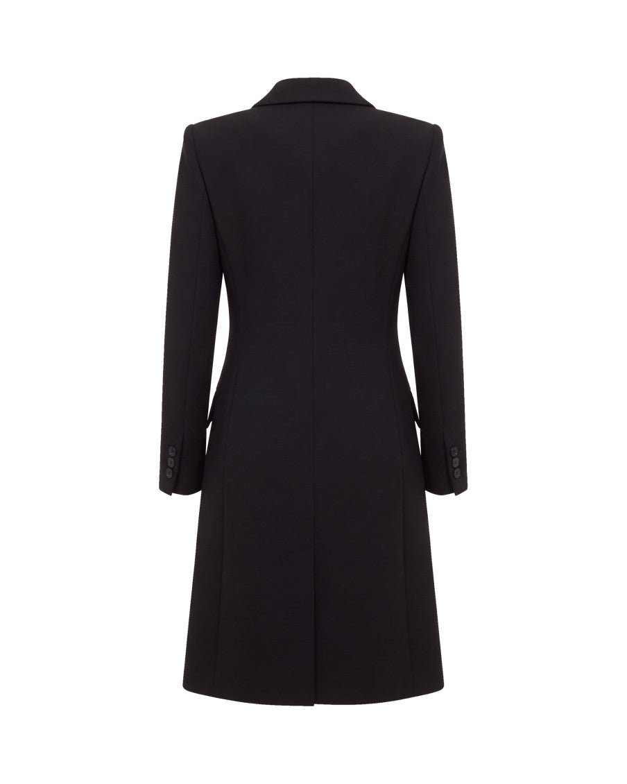 Black Peaked Lapel Trench Coat 2