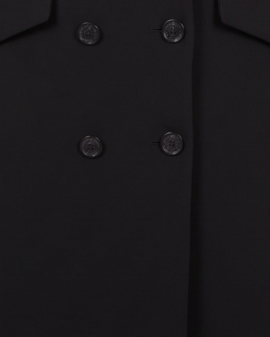Black Peaked Lapel Trench Coat 3