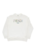 Girls White Cotton Crewneck Sweatshirt 1