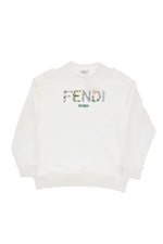 Girls White Cotton Crewneck Sweatshirt 1