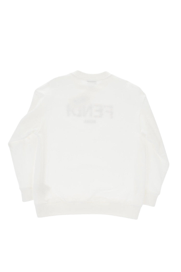Girls White Cotton Crewneck Sweatshirt 3