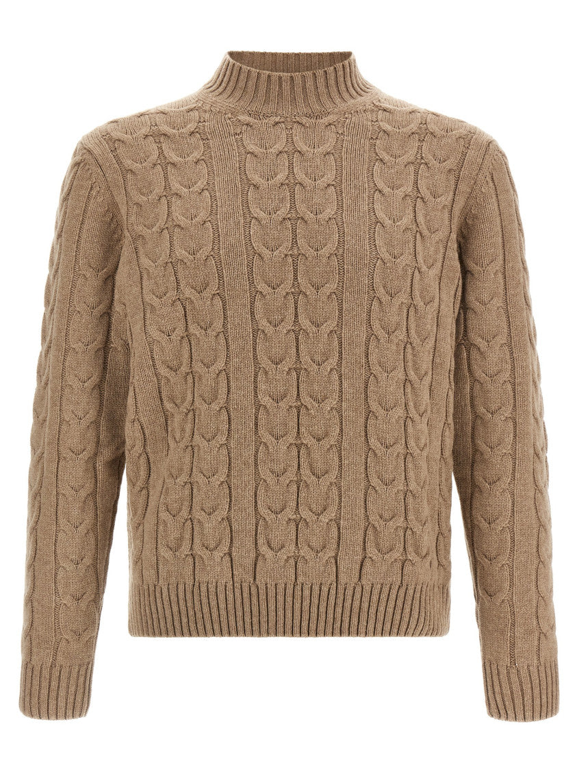 Beige Mock Collar Sweater 1