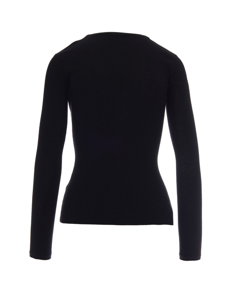 Black Knitted V Neck Cardigan 2