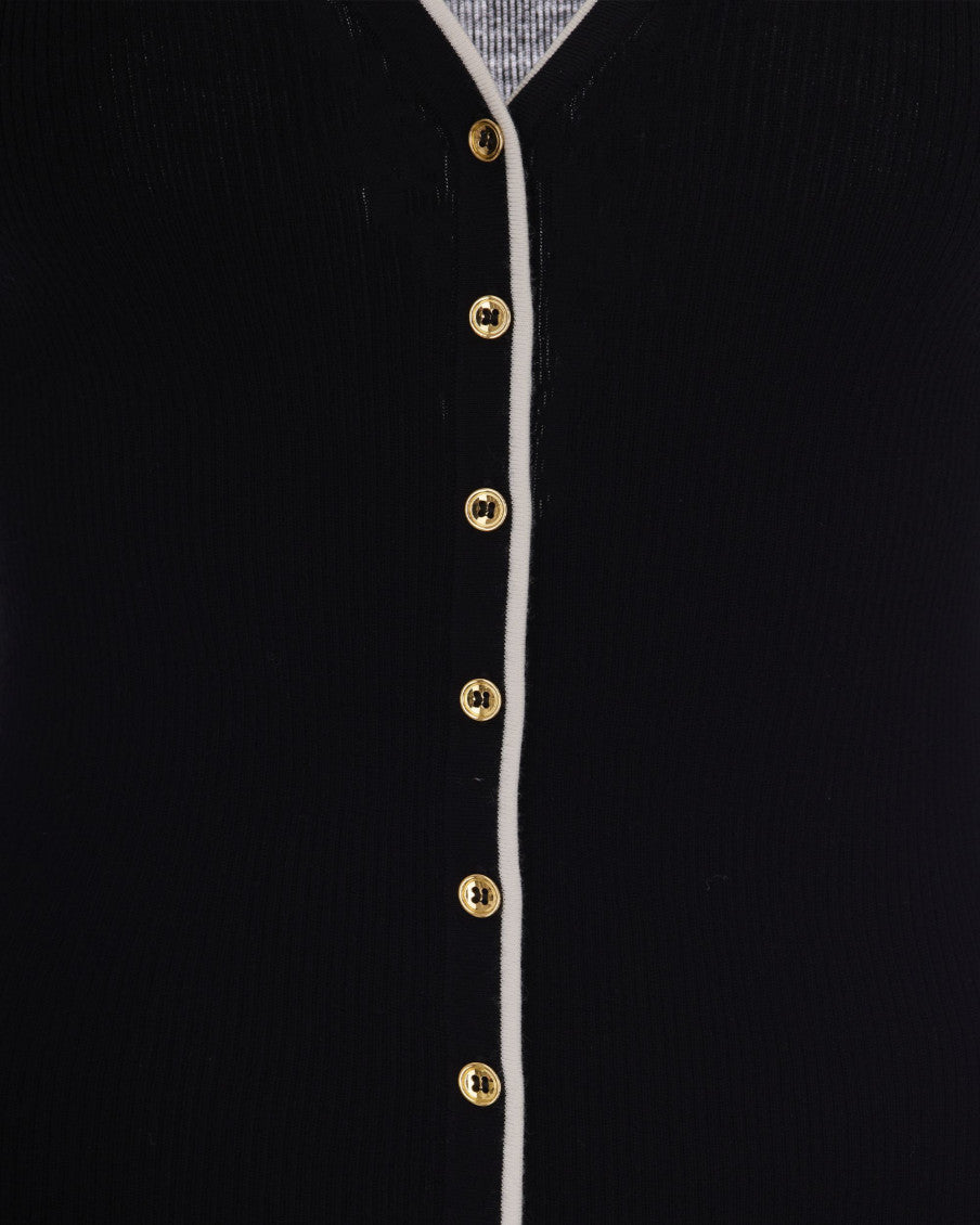Black Knitted V Neck Cardigan 3