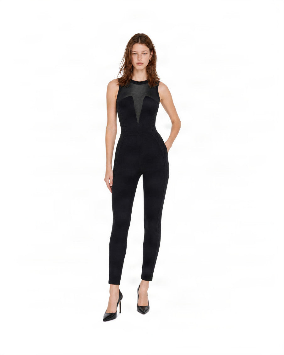 Black Solid Round Neck Jumpsuit 3