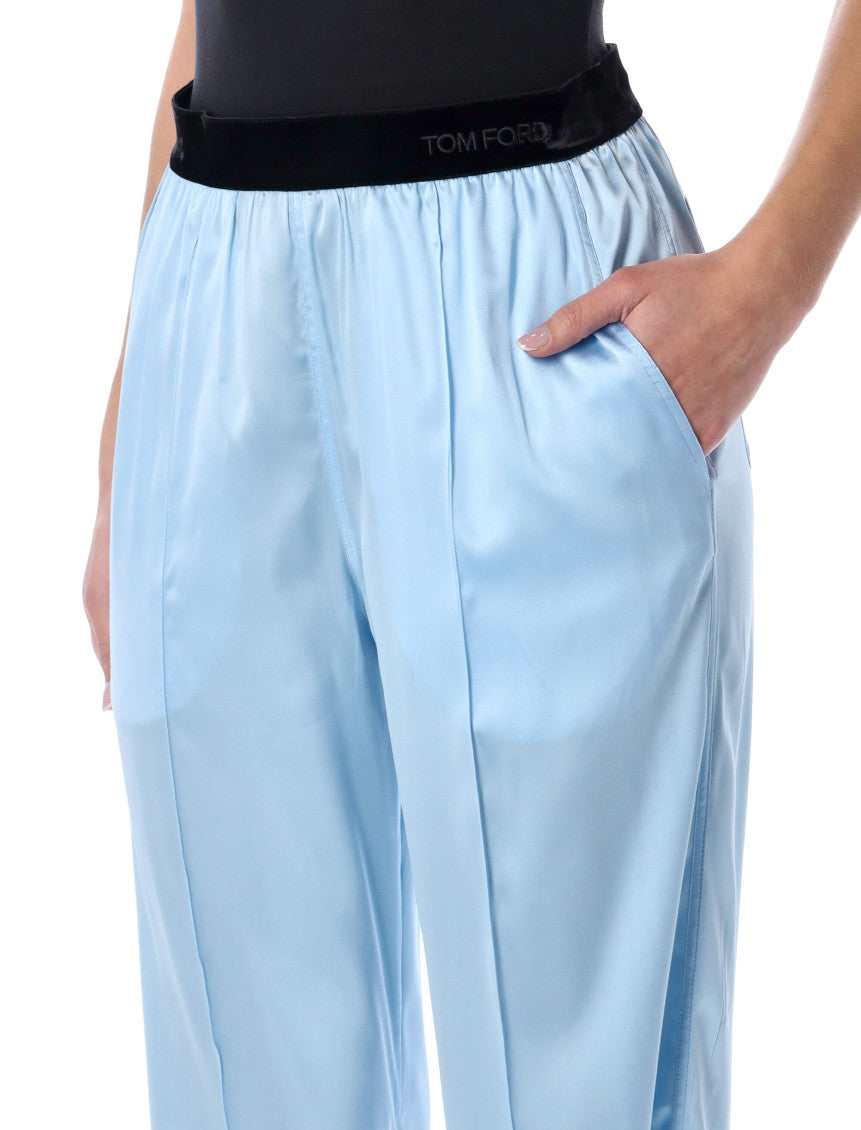 Light Blue Relaxed Elasticated Pants 3