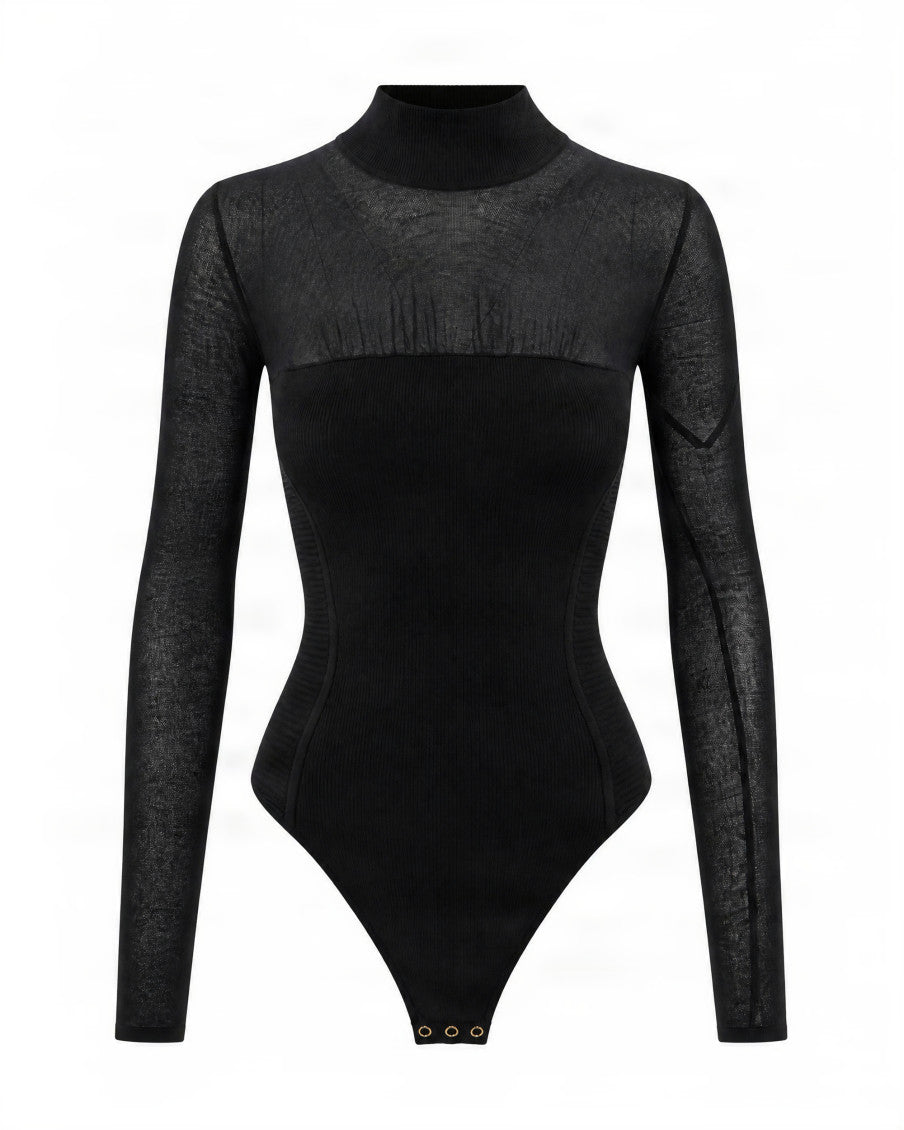Black Solid Swimwear 1