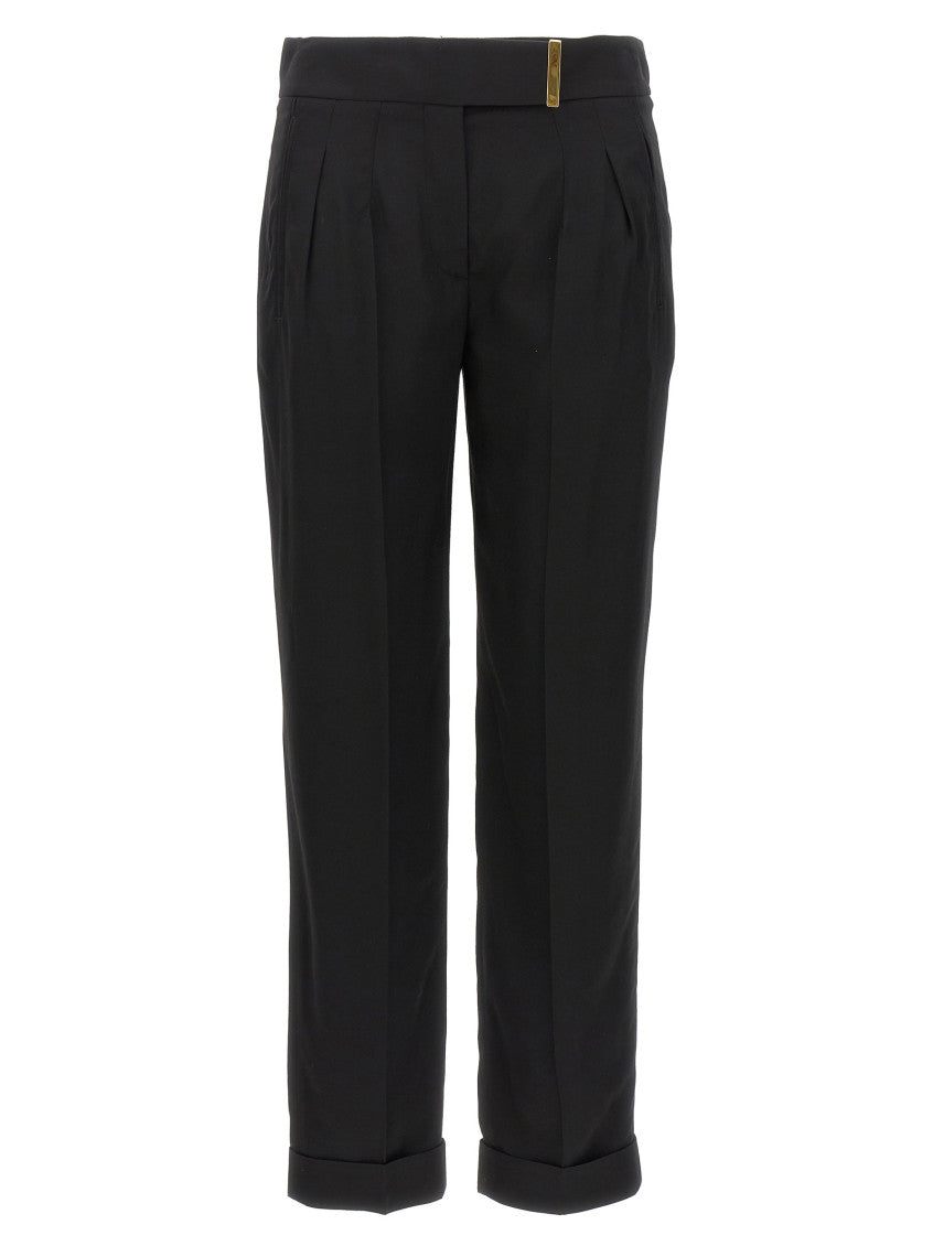 Black Tailored Flat Front Pants 1