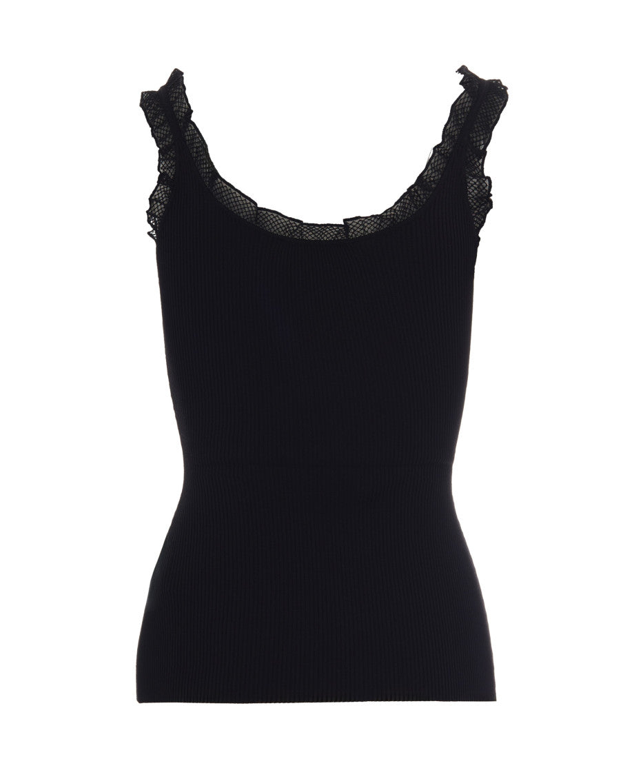 Black Textured Round Neck Top 2
