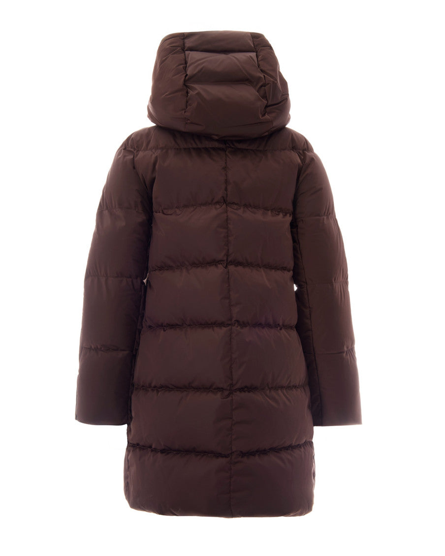 Brown Quilted Hood Jacket 2
