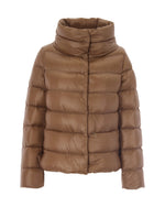 Brown Quilted Mock Collar Jacket 1