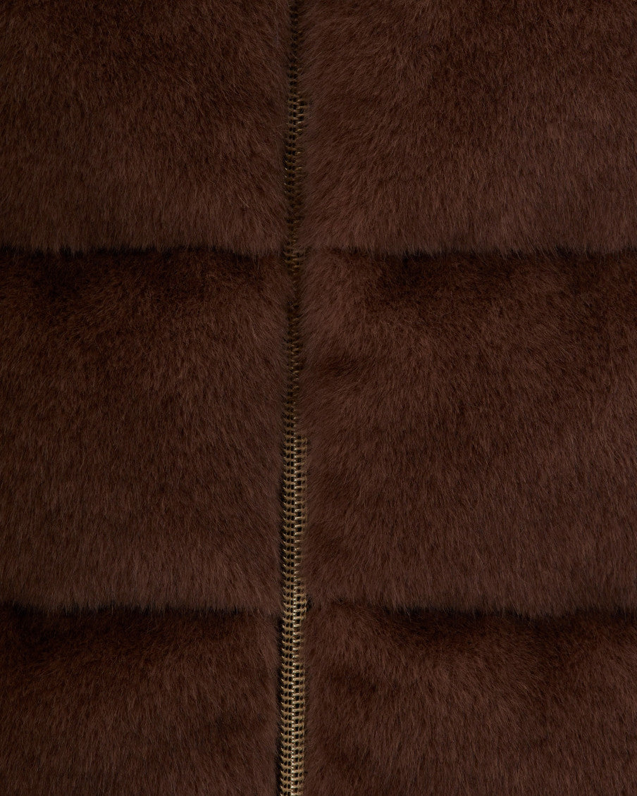 Dark Brown Textured Mock Collar Jacket 3