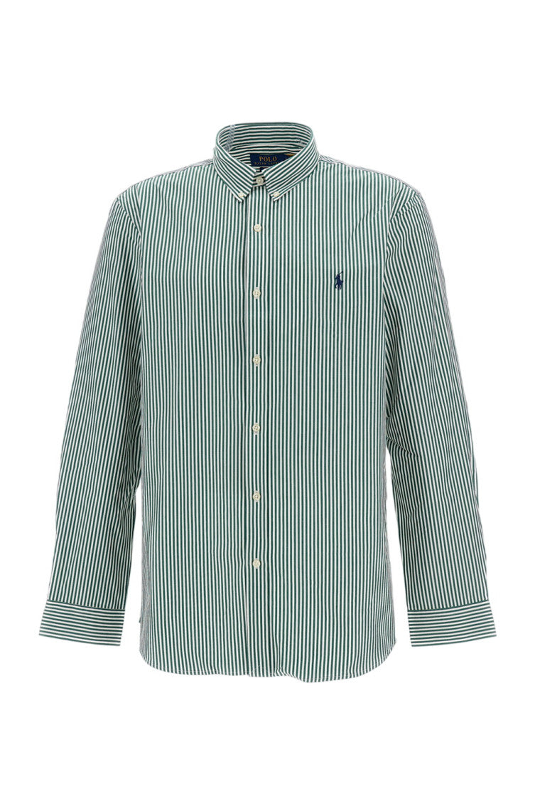 Green Slim Striped Shirt 1