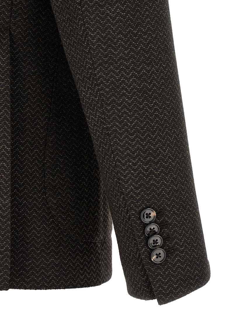 Dark Brown Textured Blazer 4