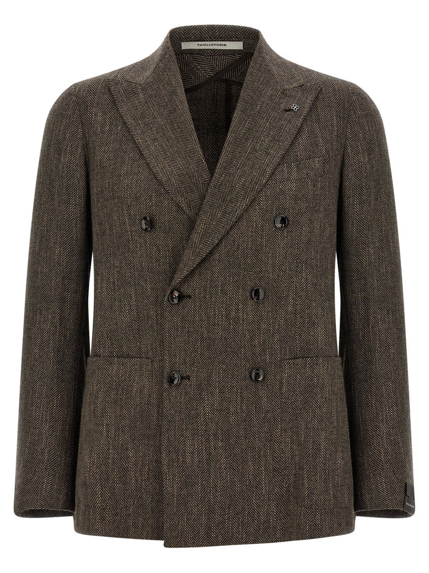 Dark Brown Peaked Lapel Blazer 1