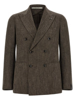 Dark Brown Peaked Lapel Blazer 1
