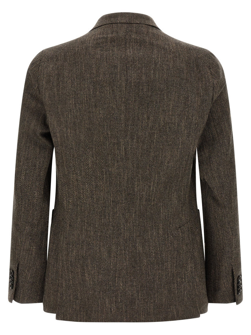Dark Brown Peaked Lapel Blazer 2