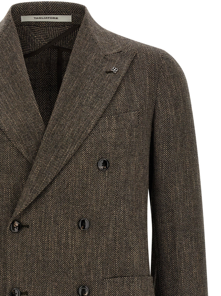 Dark Brown Peaked Lapel Blazer 3