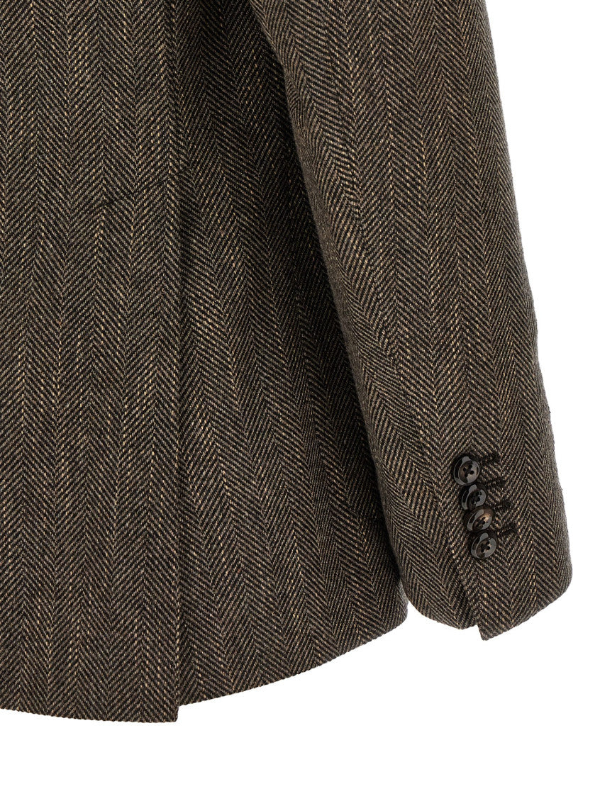 Dark Brown Peaked Lapel Blazer 4