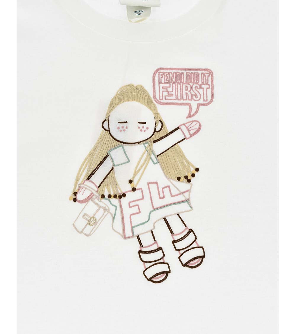 Girls White Embroidered T-Shirt 2