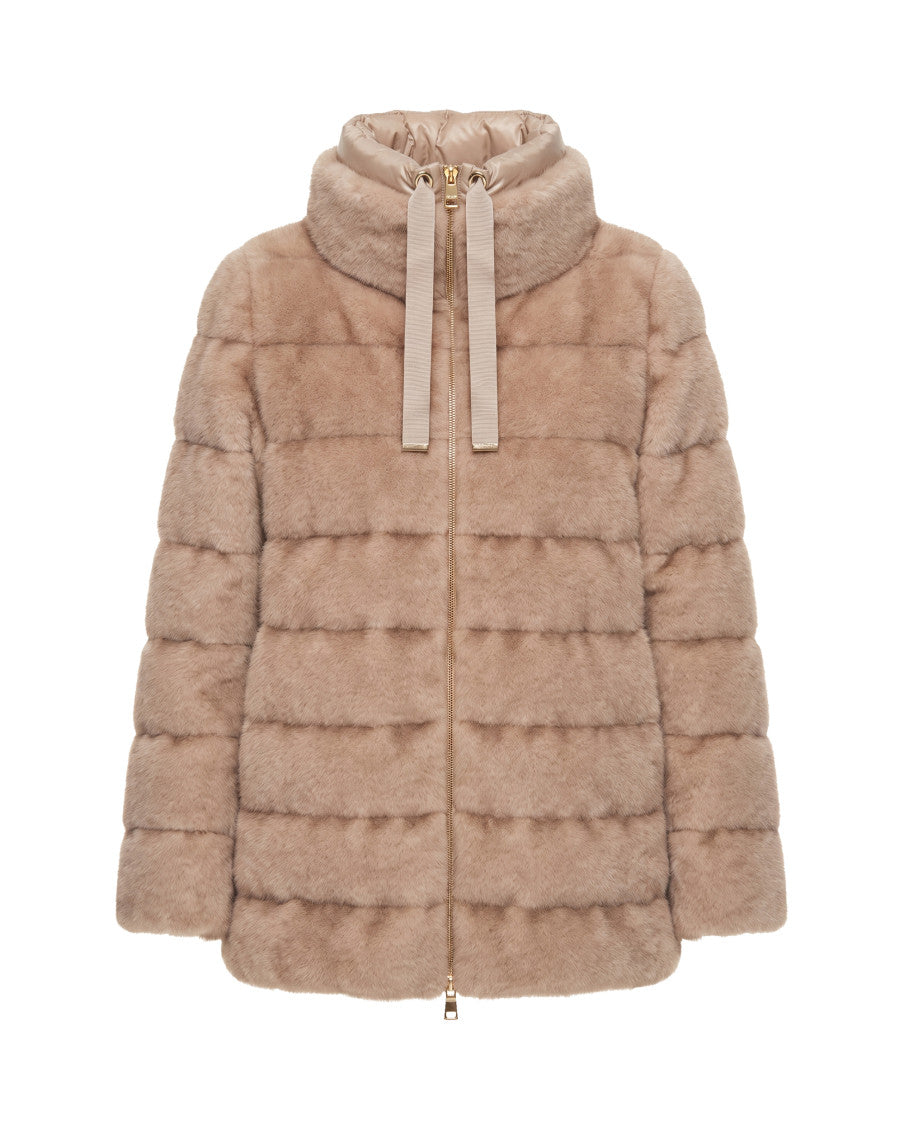 Brown Quilted Hood Jacket 1