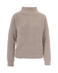 Beige Knitted Mock Collar Sweater 1