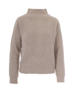 Beige Knitted Mock Collar Sweater 1