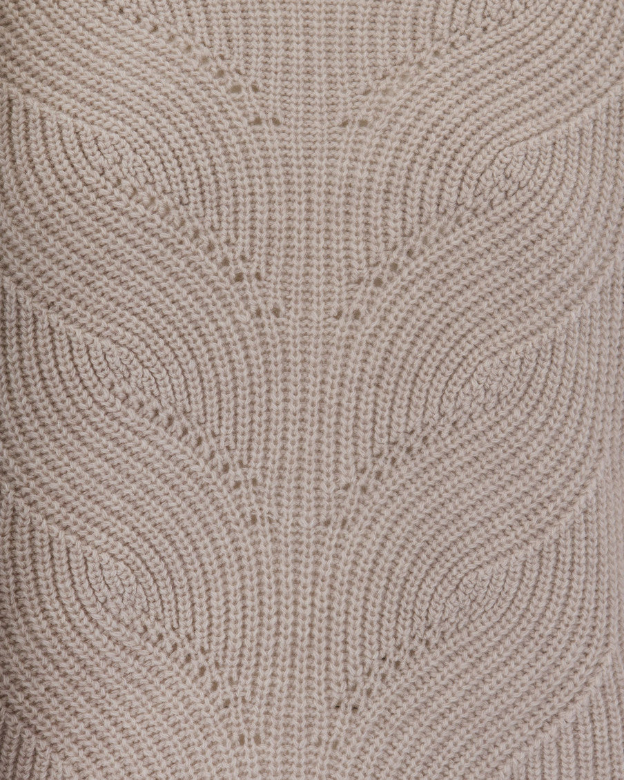 Beige Knitted Mock Collar Sweater 3