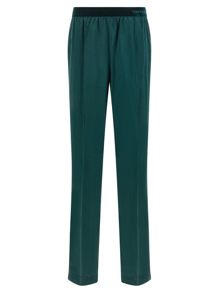 Dark Green Straight Elasticated Pants 1
