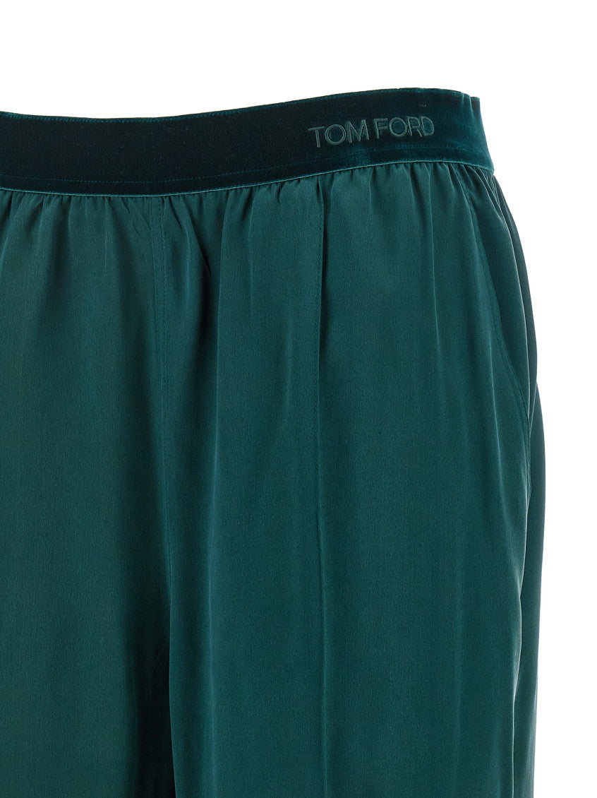 Dark Green Straight Elasticated Pants 3
