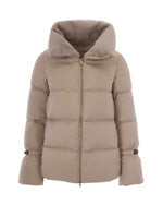 Taupe Quilted Mock Collar Jacket 1
