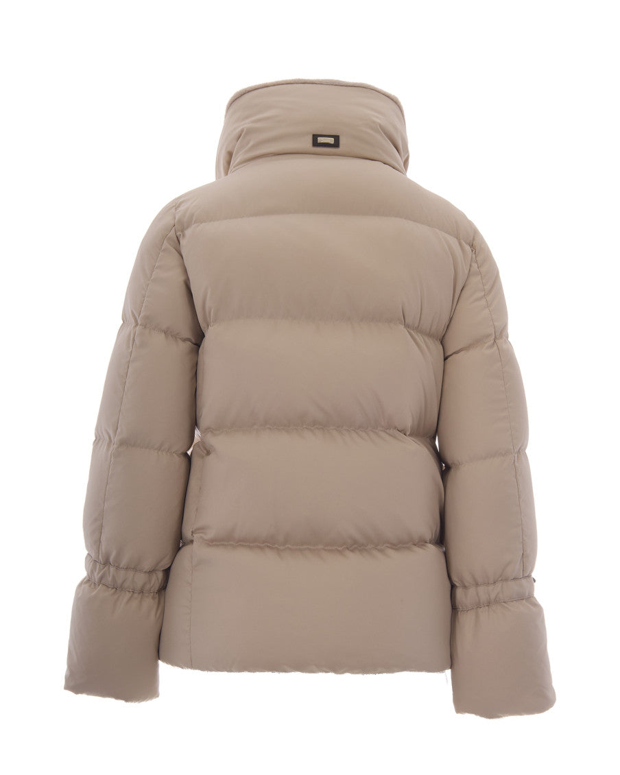 Taupe Quilted Mock Collar Jacket 2