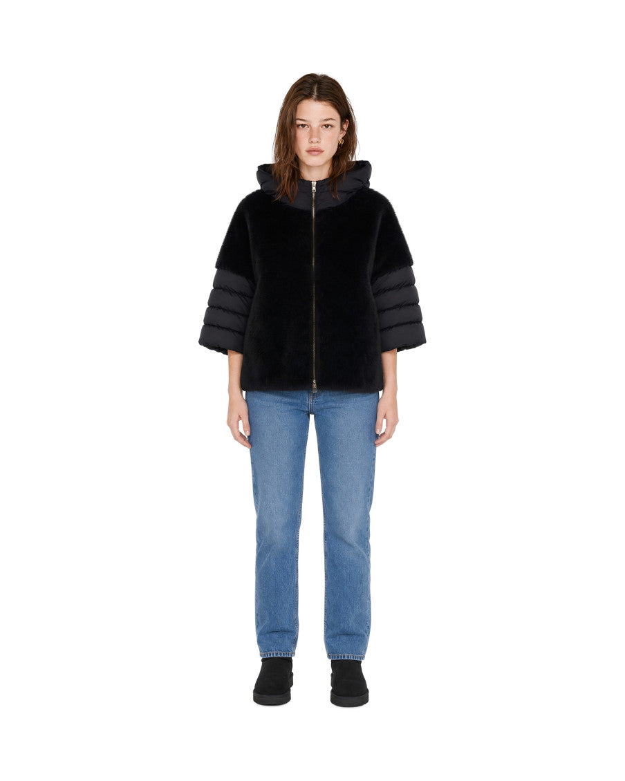 Black Solid Hood Jacket 3