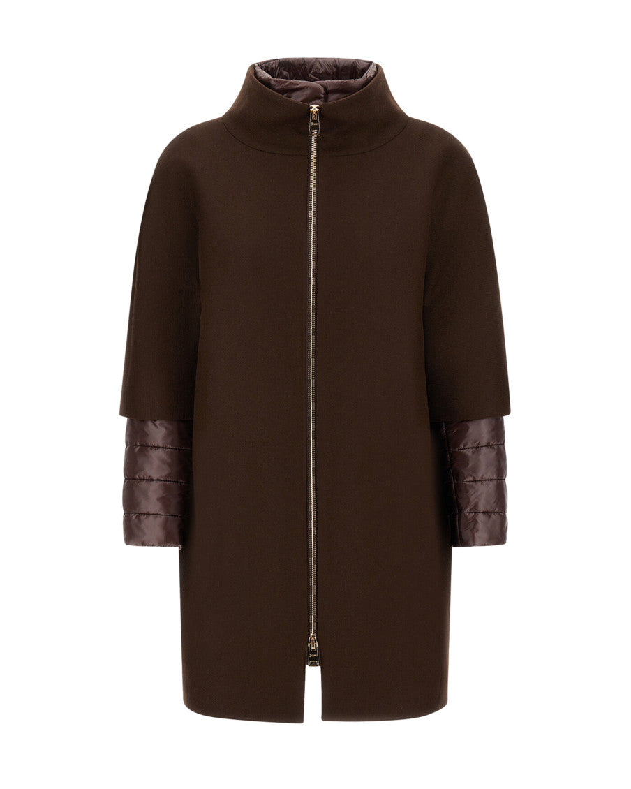 Brown Mock Collar Trench Coat 1