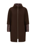 Brown Mock Collar Trench Coat 1