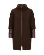 Brown Mock Collar Trench Coat 1