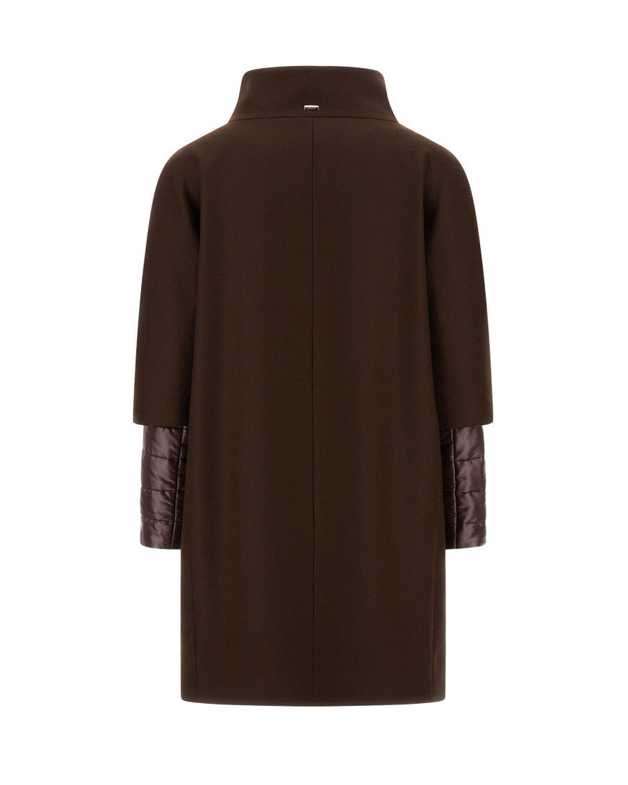 Brown Mock Collar Trench Coat 2