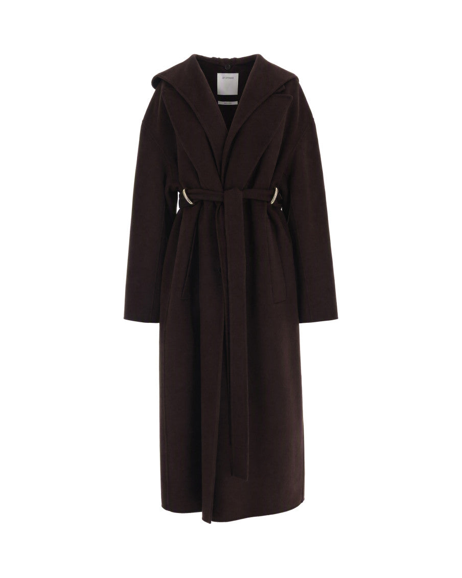 Dark Brown Hood Trench Coat 1