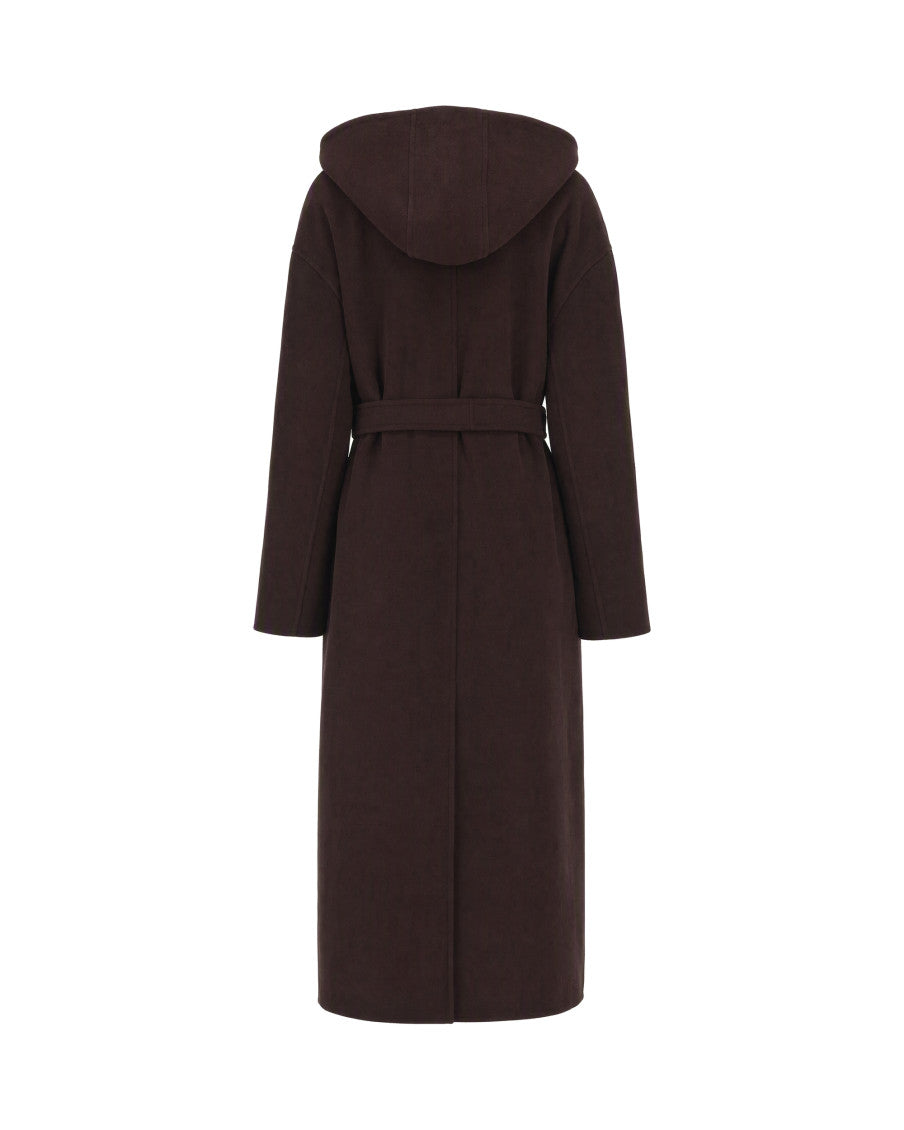 Dark Brown Hood Trench Coat 2