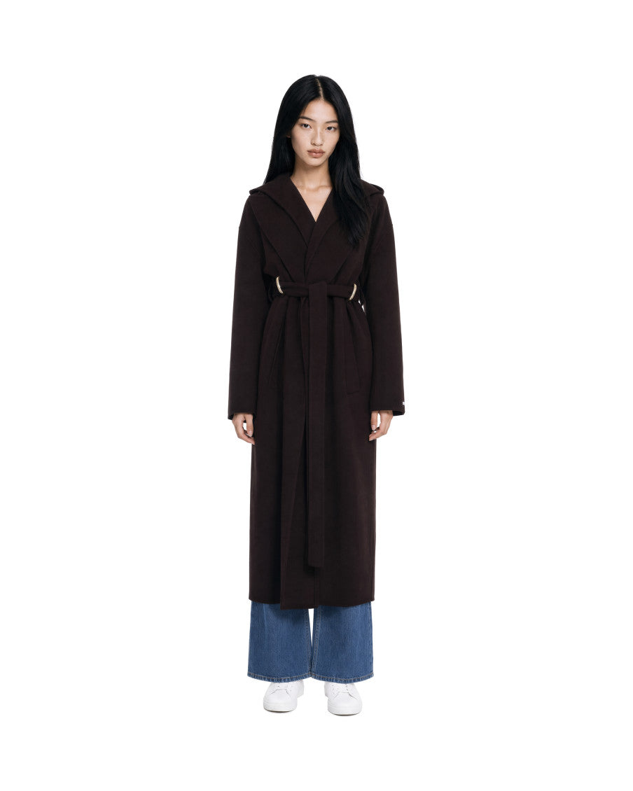 Dark Brown Hood Trench Coat 3