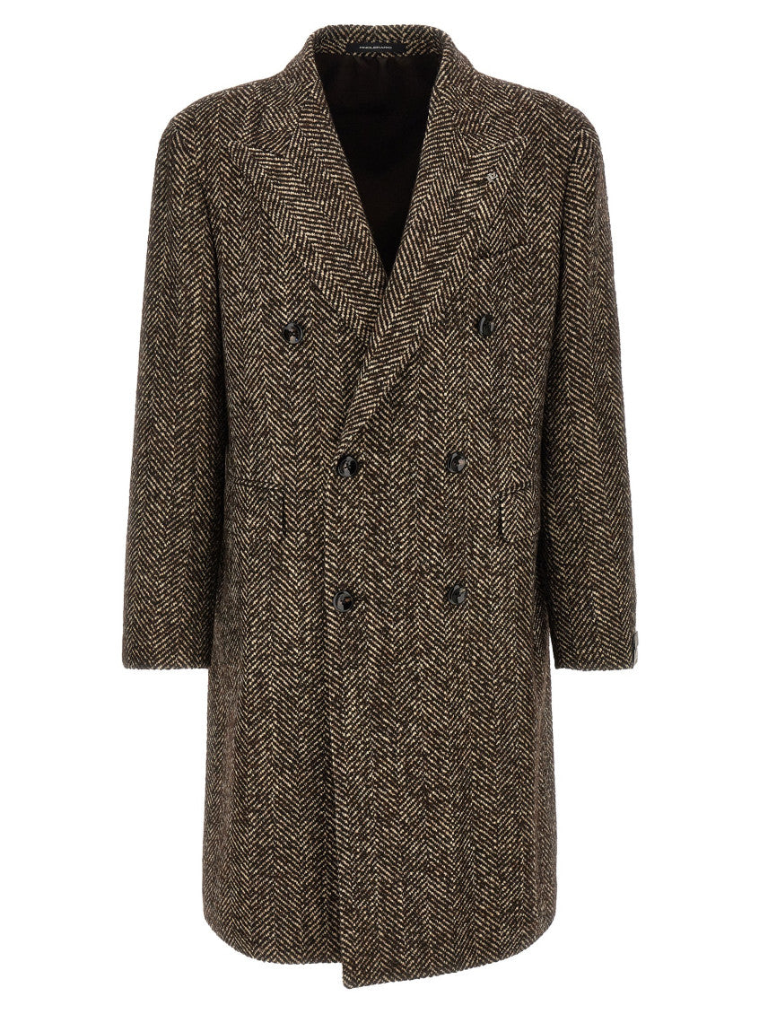 Brown Peaked Lapel Coat 1