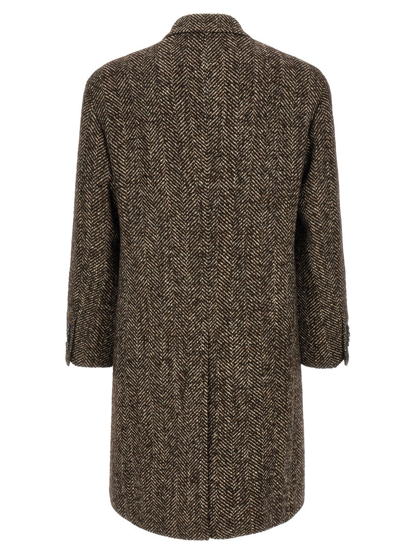 Brown Peaked Lapel Coat 2