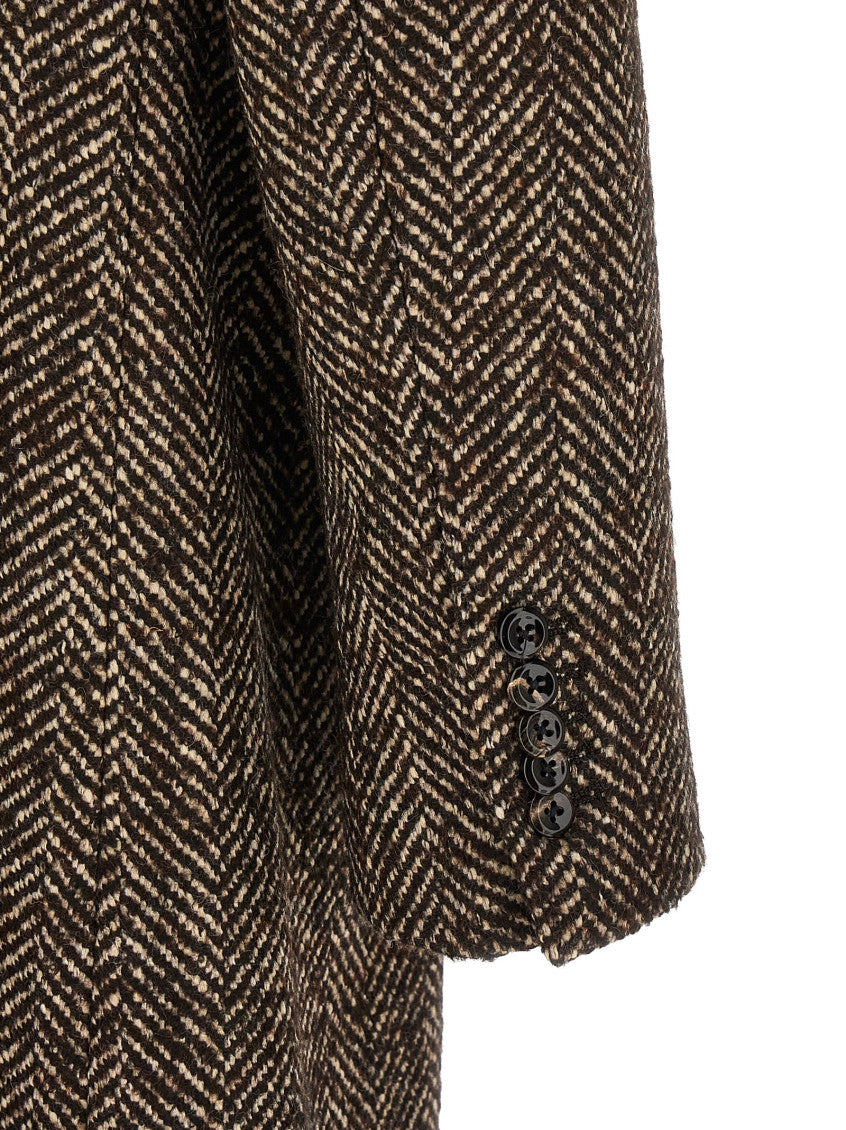 Brown Peaked Lapel Coat 4