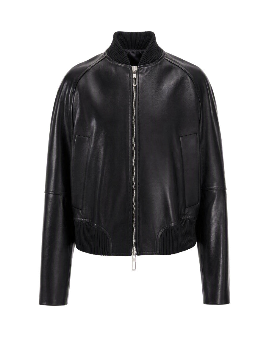 Black Solid Mandarin Collar Jacket 1