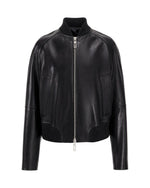 Black Solid Mandarin Collar Jacket 1
