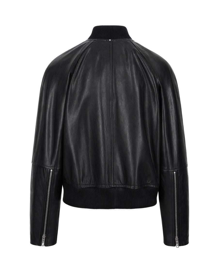 Black Solid Mandarin Collar Jacket 2