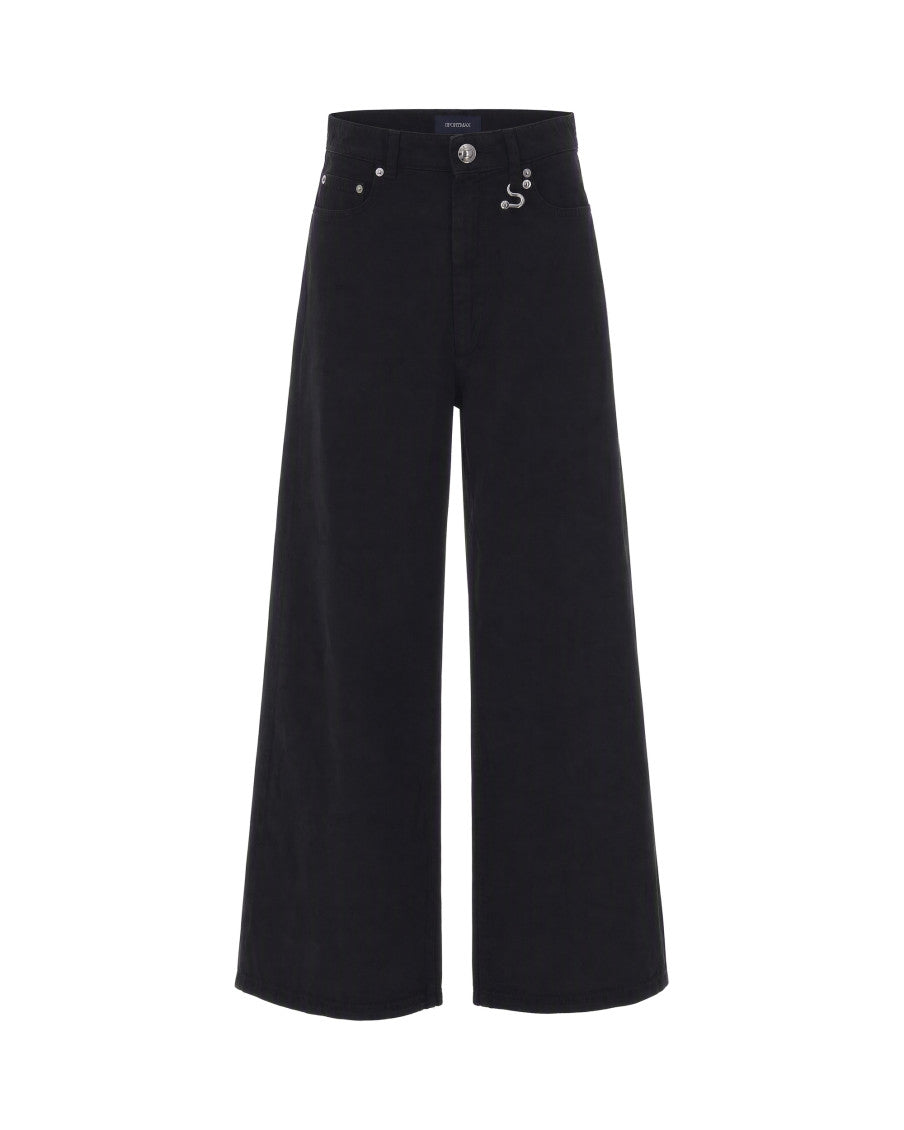 Black Flared Flat Front Pants 1