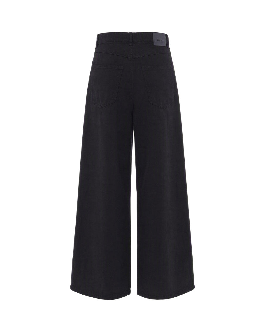 Black Flared Flat Front Pants 2