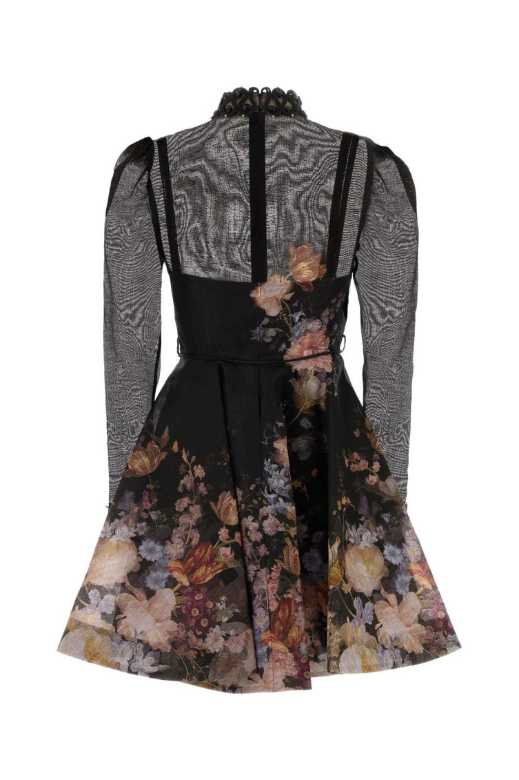 Black Floral Mock Collar Dress 2