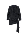 Black Textured Mock Collar Mini Dress 1